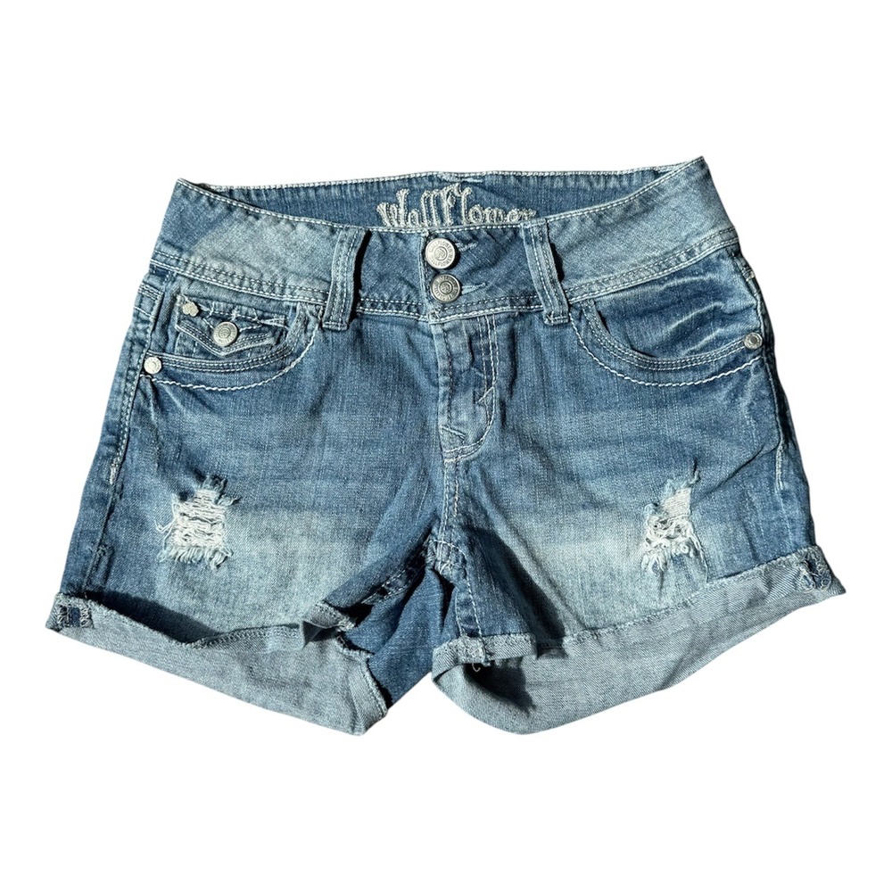 Y2K Wallflower Embroidered Rhinestone Jean Shorts 3 Distressed Stretch Western